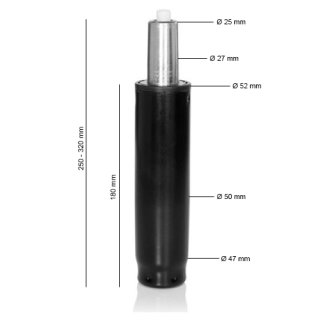 Gasfeder - Gasdruckfeder S - schwarz, 25-32 cm