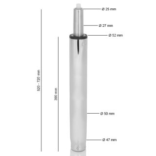 Gasfeder - Gasdruckfeder XXL - chrom, 52-72 cm -Barhocker-