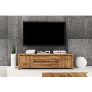 Massivholz TV-Lowboard VINCI mit 2 Türen und 2 Schubladen
