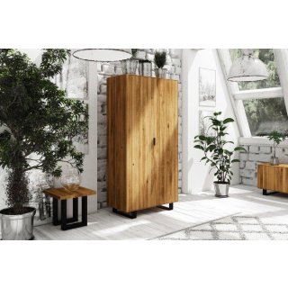 Kleiderschrank STEEL mit 2 Türen aus Massivholz