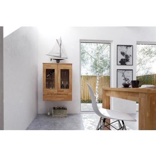 Wandschrank VENTO aus Massivholz mit 2 Glastüren und einer Schublade