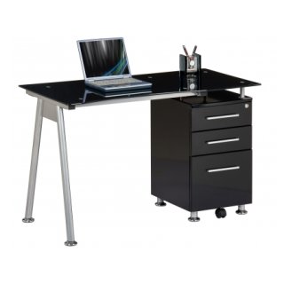 Computertisch / Schreibtisch / Glastisch NERO