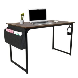 Schreibtisch / Arbeitstisch WORKSPACE H 120 x 60 mit Seitentasche schwarz / walnuß