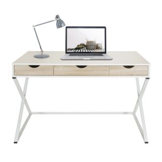 Schreibtisch / Computertisch EASY FLOW II 120 x 50 cm mit 3 Schubläden weiß / eiche