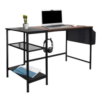 Schreibtisch / Arbeitstisch WORKSPACE H I 120 x 60 cm mit Seitenregal schwarz / braun