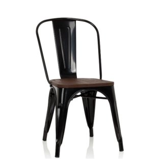 Stuhl VANTAGGIO COMFORT W metallic schwarz Sitz Echtholz dunkel