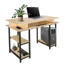 Schreibtisch / Computertisch WORKSPACE H III 120 x 60 cm mit Regalen und Tastaturauszug eiche / schwarz