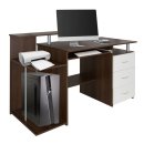 Computertisch / Schreibtisch WORKSPACE H IV 137 x 60 cm mit Standcontainer walnuss / weiß