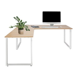 Eckschreibtisch / Schreibtisch / Computertisch WORKSPACE XL I 180 x 180 cm eiche hell / weiß