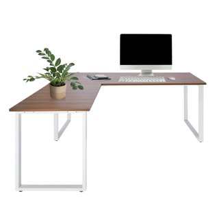 Eckschreibtisch / Schreibtisch / Computertisch WORKSPACE XL I 180 x 180 cm walnuss/weiß