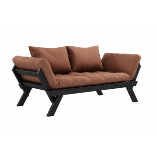 Relax - Sofa Bebop Kiefer massiv schwarz lackiert Lehmbraun